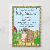 Lil' Cowboy and Teddy Bear Boy's Baby shower Kaart (Voorkant)