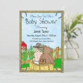 Lil' Cowboy and Teddy Bear Boy's Baby shower Kaart (Staand voorkant)
