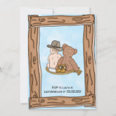 Lil' Cowboy and Teddy Bear Boy's Baby shower Kaart (Achterkant)