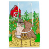 Lil' Cowboy and Teddy Bear Boy's Baby shower Medium Cadeauzakje (Achterkant)