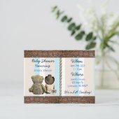 Lil Cowboy Baby Boy en Teddy Bear Baby shower Uitnodiging Briefkaart (Staand voorkant)