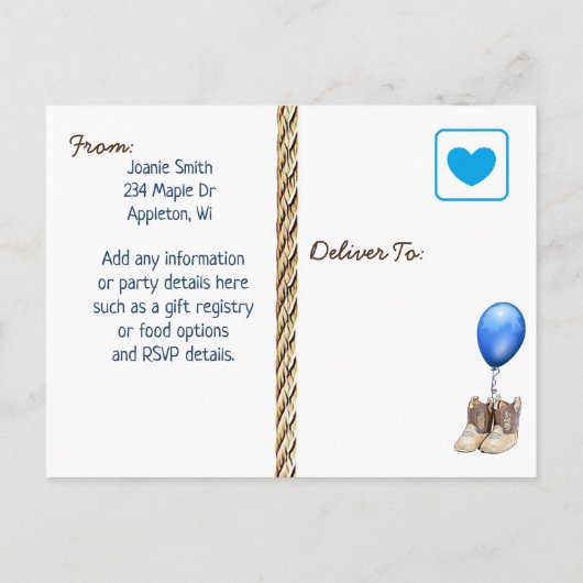 Lil Cowboy Baby Boy en Teddy Beer 1e Verjaardag Uitnodiging Briefkaart (Achterkant)