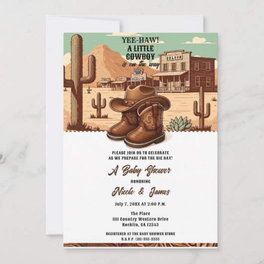 Lil Cowboy Country Westerne laarzen + Pet Baby sho Kaart (Voorkant)