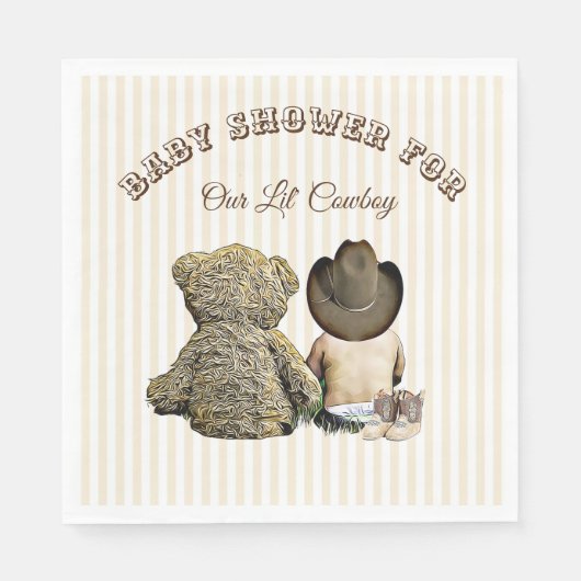 Lil Cowboy en Teddy Bear Baby shower servetten (Voorkant)