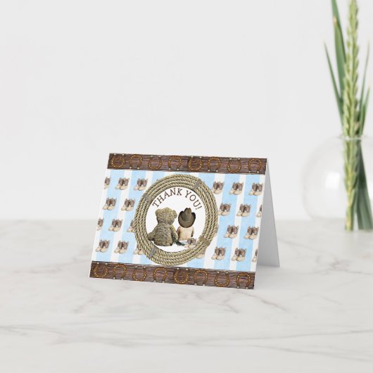 Lil Cowboy en Teddy Bear Dank je wel Bedankkaart (Voorkant)