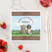 Lil' Cowboy en Teddy Bear Eerste Verjaardag Servet (Insitu)