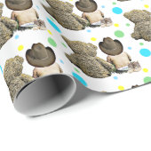 Lil Cowboy en Teddy Bear hebben een rustieke Polka Cadeaupapier (Rol Hoek)