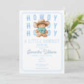 'Lil Cowboy Gingerbread Christmas Blue Baby shower Kaart (Staand voorkant)