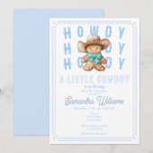 'Lil Cowboy Gingerbread Christmas Blue Baby shower Kaart (Voorkant / Achterkant)