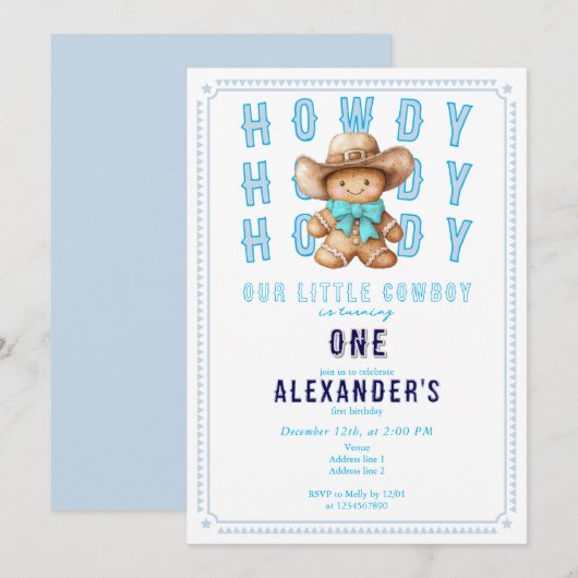 Lil Cowboy Gingerbread Kerstmis elke leeftijd verj Kaart (Voorkant / Achterkant)