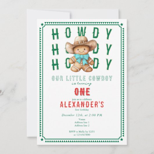 Lil Cowboy Gingerbread Kerstmis elke leeftijd verj Kaart (Voorkant)