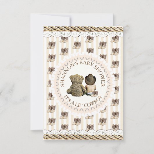 Lil' Cowboy Land en Western Baby shower Kaart (Voorkant)