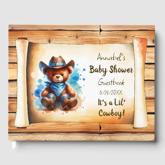 Lil' Cowboy personaliseerde het Baby shower van de Gastenboek (Voorkant)