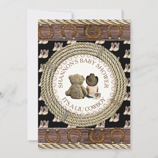 Lil' Cowboy Rustic Land en Western Baby shower Kaart (Voorkant)