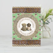 Lil' Cowboy Rustic Land en Western Baby shower Kaart (Staand voorkant)