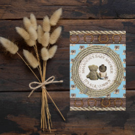 Lil' Cowboy Rustic Land en Western Baby shower Kaart