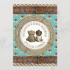 Lil' Cowboy Rustic Land en Western Baby shower Kaart