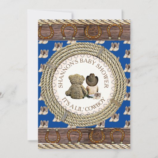 Lil' Cowboy Rustic Land en Western Baby shower Kaart (Voorkant)