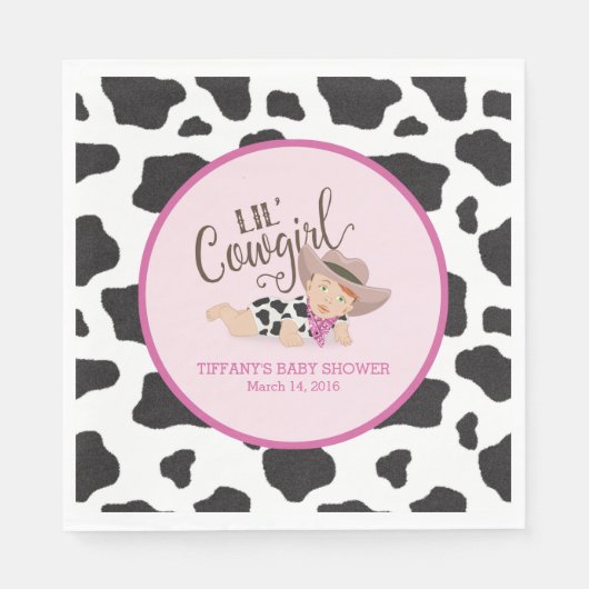 Lil' Cowgirl Baby shower servetten - Redhead (Voorkant)