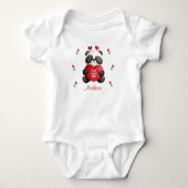 Lil' Cutie Pie Panda Beer met hart gepersonaliseer Romper (Voorkant)