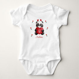 Lil' Cutie Pie Panda Beer met hart gepersonaliseer Romper