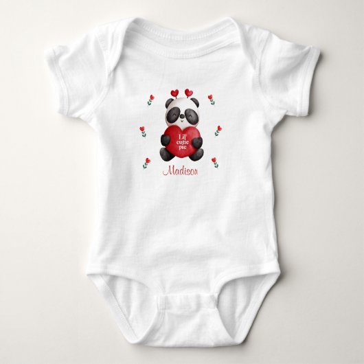 Lil' Cutie Pie Panda Beer met hart gepersonaliseer Romper (Voorkant)