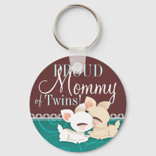 Lil Deerie Twins Blauwgroen en Brown Sleutelhanger