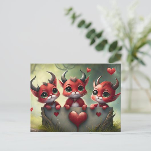 Lil Devil's Valentijnse  Briefkaart (Staand voorkant)