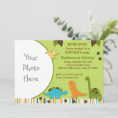 Lil Dino Dinosaur Boy Foto Birthday Invitations Kaart (Staand voorkant)