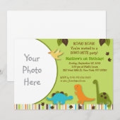 Lil Dino Dinosaur Boy Foto Birthday Invitations Kaart (Voorkant / Achterkant)