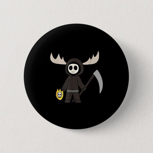 Lil Doom Moose - Funny Reaper Cartoon  Ronde Button 5,7 Cm (Voorkant)
