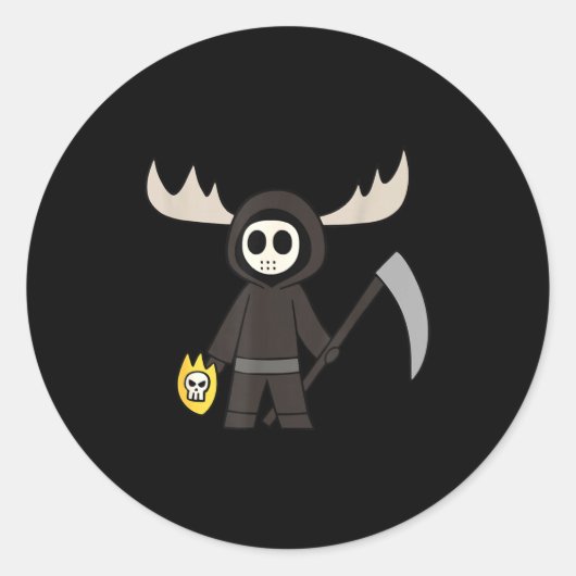 Lil Doom Moose - Funny Reaper Cartoon  Ronde Sticker (Voorkant)