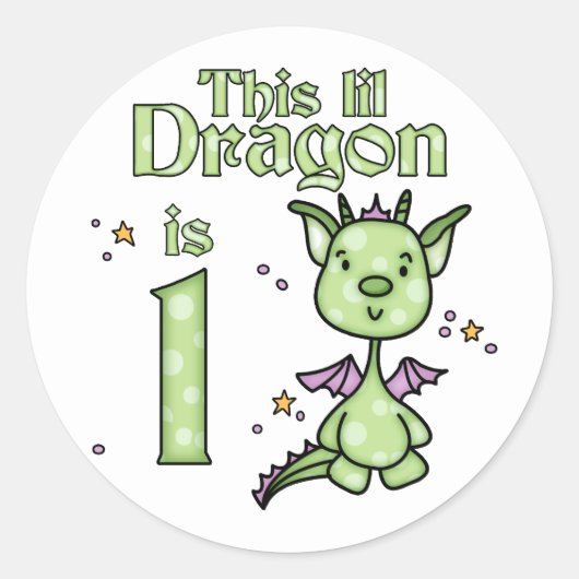 Lil Dragon 1st Birthday Ronde Sticker (Voorkant)