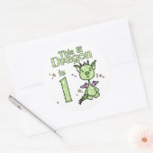 Lil Dragon 1st Birthday Ronde Sticker (Envelop)