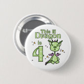 Lil Dragon 4th Birthday Ronde Button 5,7 Cm (Voorkant /achterkant)