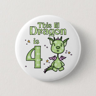 Lil Dragon 4th Birthday Ronde Button 5,7 Cm
