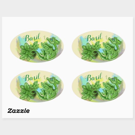 lil 'Dragon kruid sticker labels ~ Basil (Vel)
