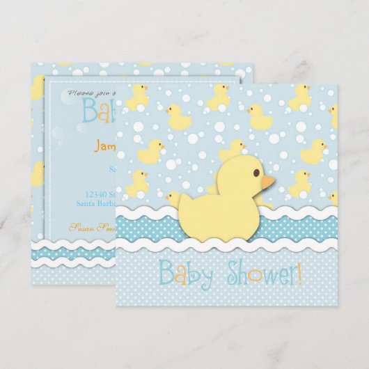 Lil' Ducking Invitation Square 2 Kaart (Voorkant / Achterkant)