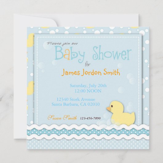 Lil' Ducking Invitation Square 2 Kaart (Achterkant)