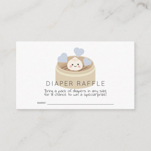Lil Dumpling Baby shower Blue Diaper Raffle Ticket Informatiekaartje (Voorkant)