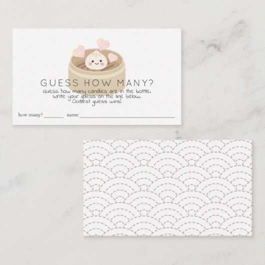 Lil Dumpling Baby shower raden hoeveel Snoep Informatiekaartje (Voorkant / Achterkant)
