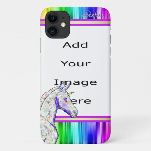Lil Eenhoorn Spectral Rainbow Border (witte dweil) Case-Mate iPhone Case (Achterkant)