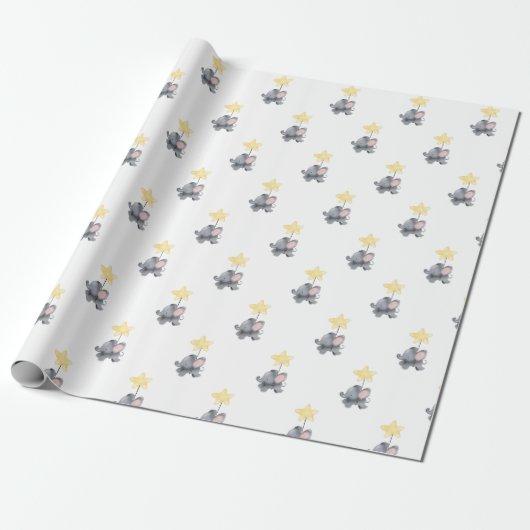 Lil' Elephant-Star Wrapping Paper Cadeaupapier (Uitgerold)