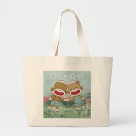 Lil en Kona houden handen vast Grote Tote Bag