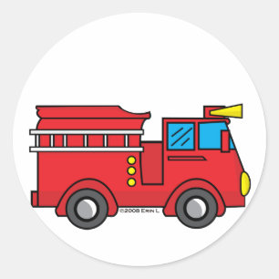 Lil Fire Truck Ronde Sticker