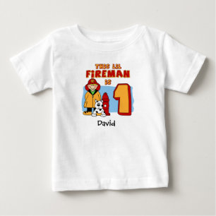 Lil Fireman 1st Birthday Baby T-Shirt
