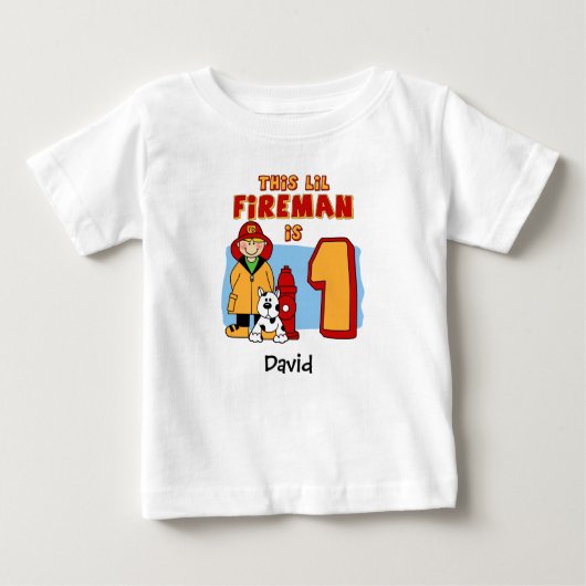 Lil Fireman 1st Birthday Baby T-Shirt (Voorkant)