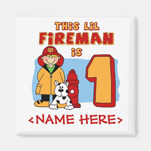 Lil Fireman 1st Birthday Magneet (Voorkant)