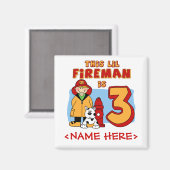 Lil Fireman 3rd Birthday Magneet (Voorkant / Achterkant)
