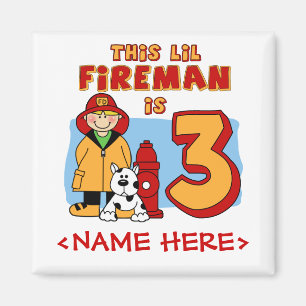 Lil Fireman 3rd Birthday Magneet